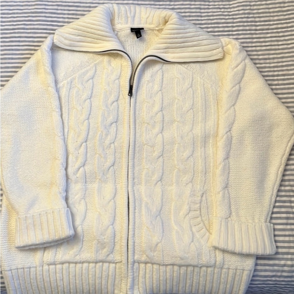 NWT Torrid cable knit cozy sweater with zipper - cream neutral size 1